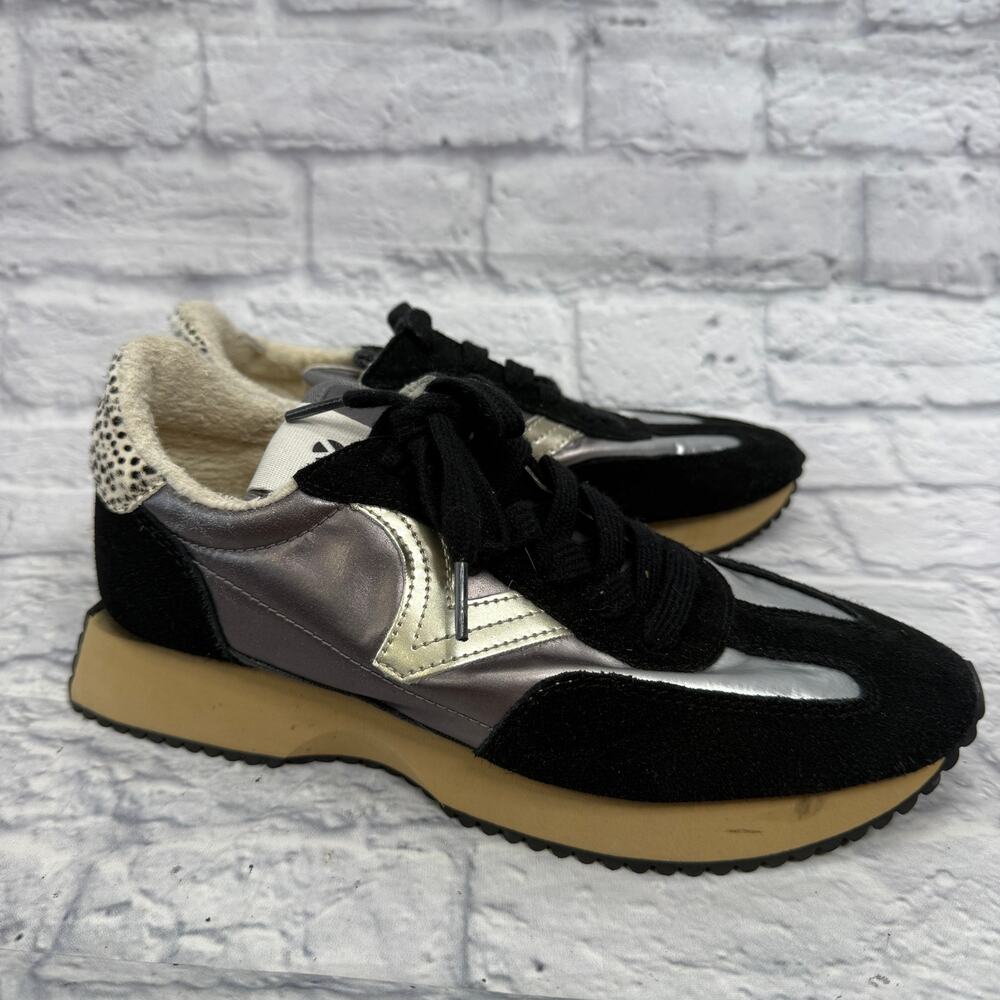 Victoria Cosmos Metal Nylon Suede Sneakers Womens Size 39 (8-8.5) Black